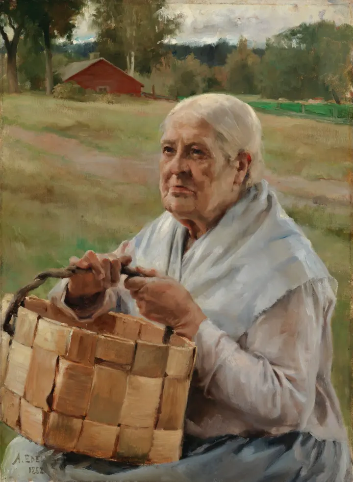 Old Woman with a Chip Basket, by Albert Edelfelt