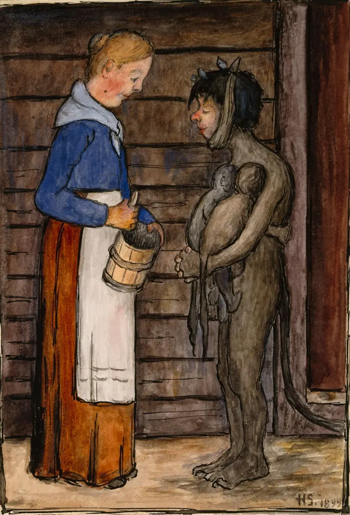 The Farmer's Wife and Poor Devil, by Hugo Simberg