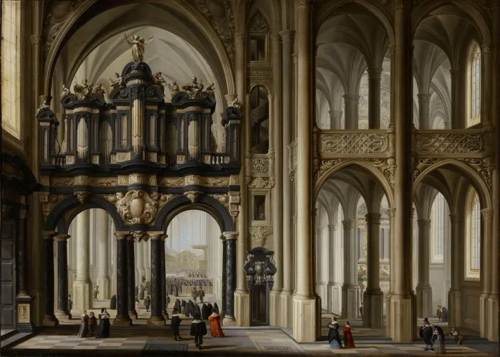A Church Interior, by Dirck van Delen