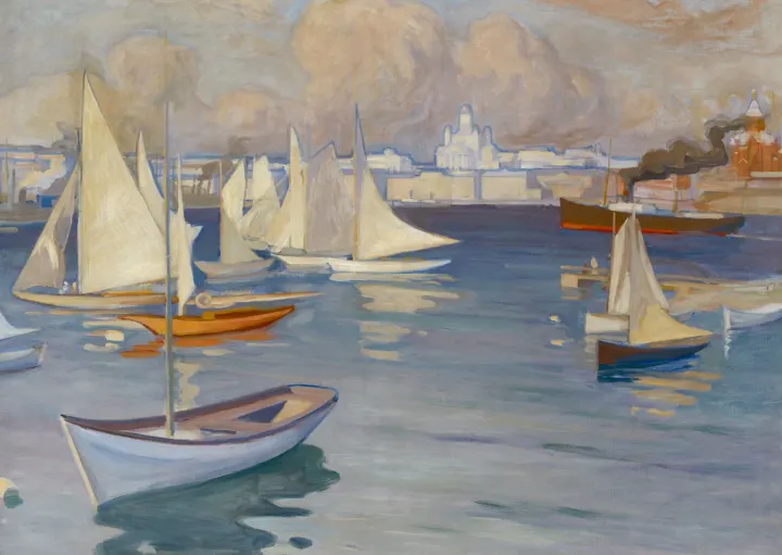The Nyländska Jaktklubben Harbour in Helsinki, by Albert Edelfelt