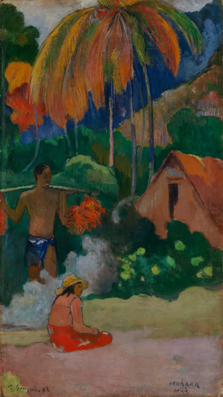 Landscape in Tahiti (Mahana Maà), by Paul Gauguin