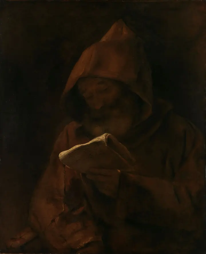 Monk Reading, by Rembrandt van Rijn