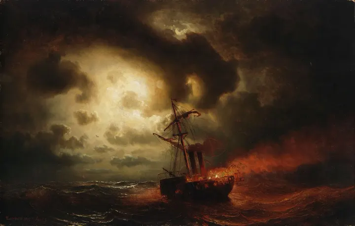 Burning Steamship, by Marcus Larson