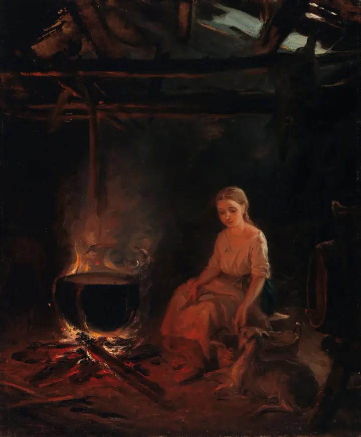 A Peasant Girl by the Pot, by Robert Wilhelm Ekman