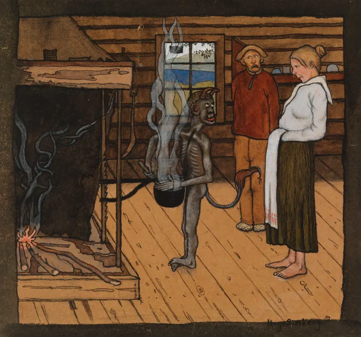 The Poor Devil by the Fire, by Hugo Simberg