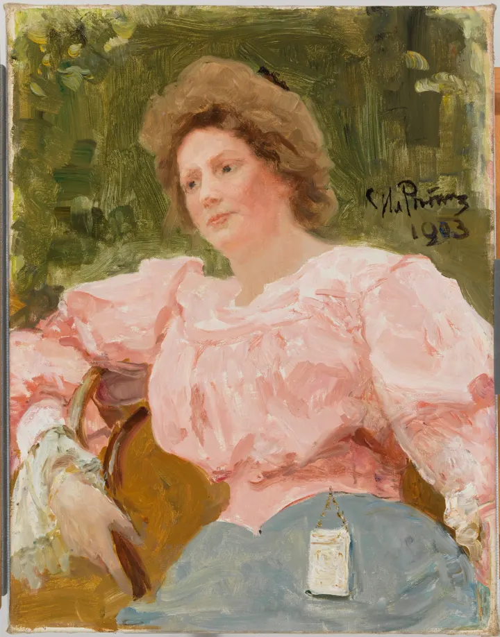Young Woman in Rose Blouse, by Ilja Repin