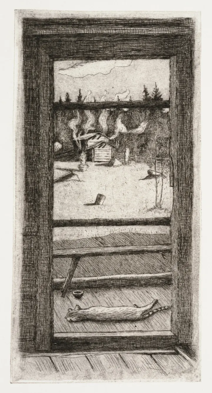 Sauna lämpiää, by Hugo Simberg