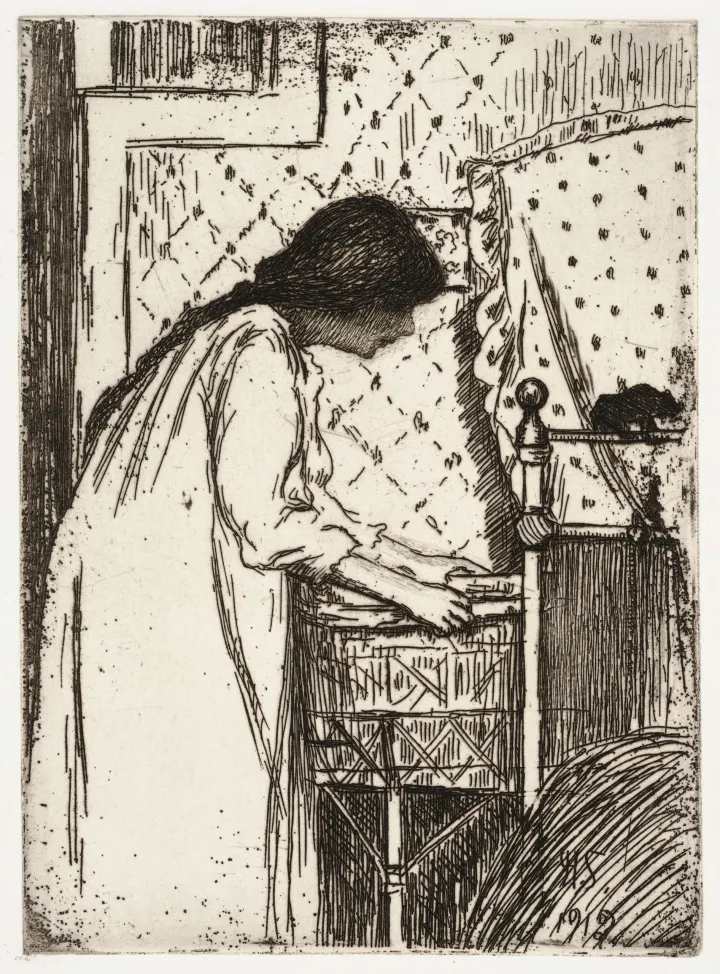 By the Baby's Crib, by Hugo Simberg
