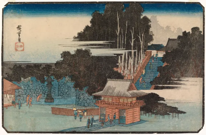 Landscape with Temple Stairwell, by Ando Hiroshige