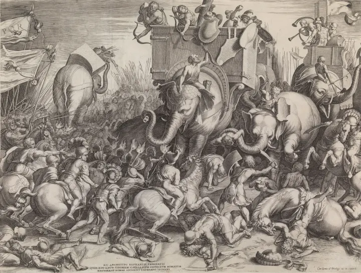 The Battle between Scipio and Hannibal at Zama, by Cornelis Cort