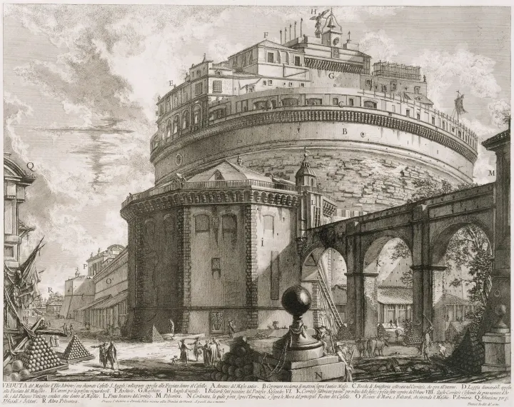 Mausoleum of Hadrian (Castel S. Angelo), from the series Vedute di Roma, by Giovanni Battista Piranesi