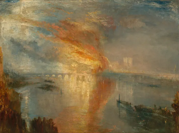 The Burning of the Houses of Lords and Commons, 16 October 1834, by Joseph Mallord William Turner