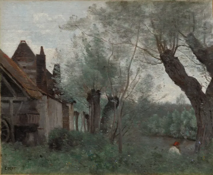 Willows and Farmhouse at Sainte-Catherine-lès-Arras, by Jean Baptiste Camille Corot