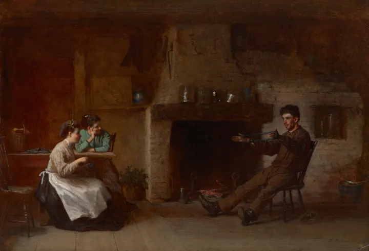 Winding Yarn (Interior of a Nantucket Kitchen), by Eastman Johnson