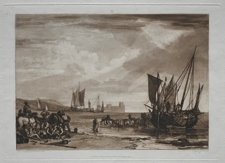 Liber Studiorum:  Vessels Unloading, by Joseph Mallord William Turner