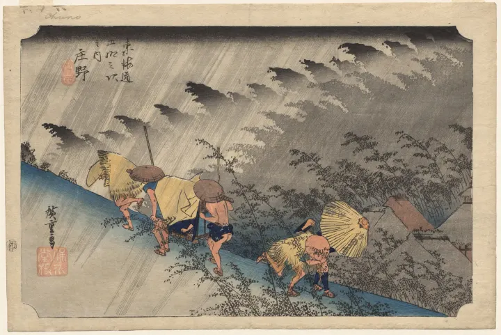 Driving Rain at Shōno, from Fifty-Three Stations of the Tokaidō, by Utagawa Hiroshige