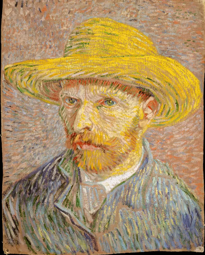 Self-Portrait with a Straw Hat (obverse: The Potato Peeler), by Vincent van Gogh