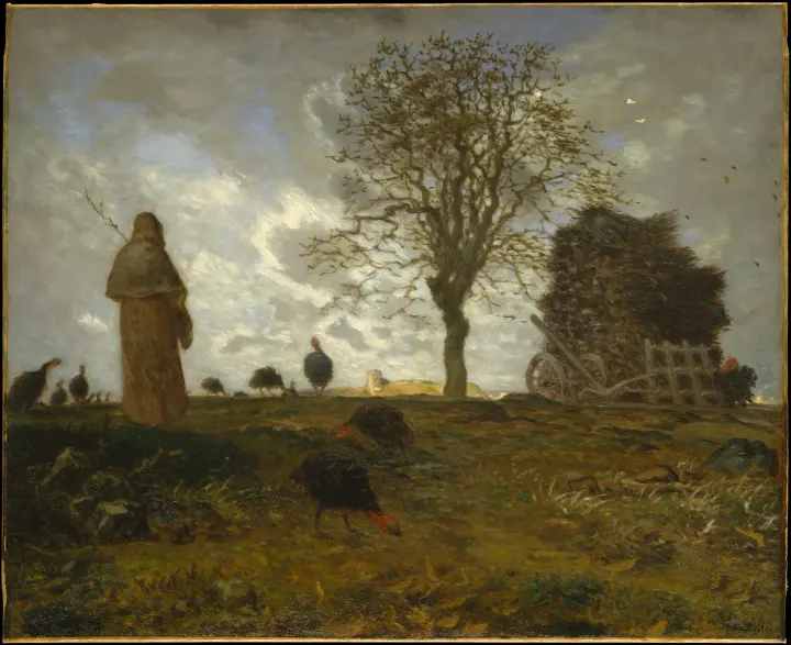 Autumn Landscape with a Flock of Turkeys, by Jean-François Millet